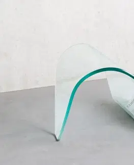 Stojany na deštníky a časopisy Estila Moderní designový stojan na noviny Caspero z tvrzeného skla zaoblených organických tvarů 62cm