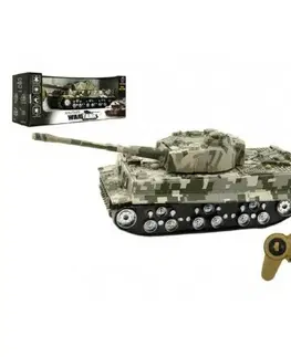 Dřevěné vláčky Teddies Tank na baterie se zvukem a světlem Tiger, 25 cm