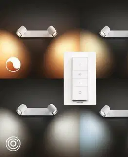 LED bodová svítidla PHILIPS HUE Hue White Ambiance Bodové koupelnové svítidlo Philips Adore BT 8719514340879 LED GU10 2x5W 2x350lm 2200-6500K IP44 230V, bílé s dálkovým ovladačem a Bluetooth