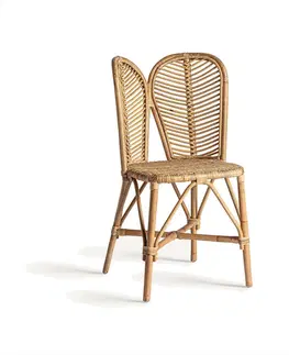 Luxusní a stylové zahradní židle Estila Luxusní zahradní židle Ellazo se zádovou opěrkou s designem listů z ratanu v přírodní světle hnědé barvě