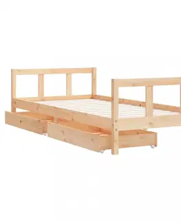 Dětské pokoje Dětská postel se zásuvkami 90 x 200 cm masivní borové dřevo