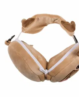Polštáře Cestovní plyšový polštářek s maskou na oči Mopsík, 14 x 18 x 10 cm