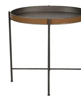 Konferenční stolky Kulatý kovový odkládací stolek Avery - 69*47*66 cm Clayre & Eef 5Y0818