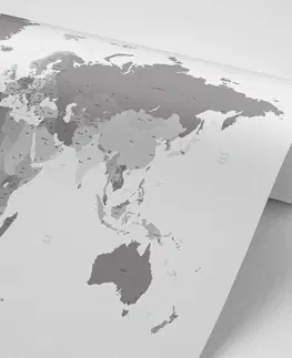 Samolepící tapety Samolepící tapeta detailní mapa světa v černobílém provedení