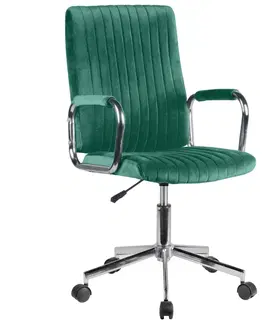 Kancelářské židle Ak furniture Čalouněné kancelářské křeslo FD-24 lahvově zelené