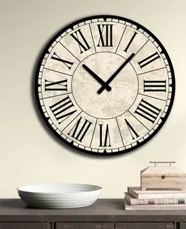Nástěnné hodiny Nástěnné hodiny MDF BÉŽOVÉ s příčkami 50 x 50 cm