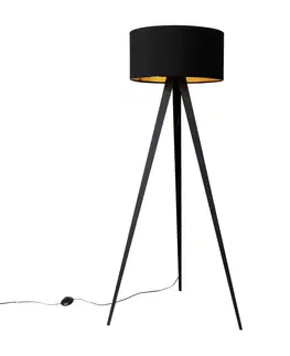 Stojaci lampy Chytrá stojací lampa černá s černým stínidlem včetně Wifi G95 - Ilse