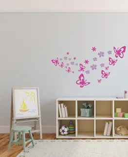 Nálepky Dekorační nálepky na stěnu motýli a květiny