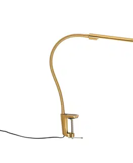 Stolni lampy Upínací stolní lampa mosazná včetně LED s dotykovým stmívačem - Lionard