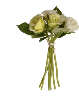 Květiny Umělá kytice poupat růže béžová, 22 cm