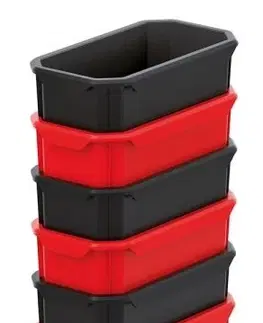 Zahradní nářadí Prosperplast Sada úložných boxů 6 ks XEBLOCCK 14 x 7,5 x 28 cm černo-červená