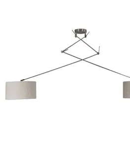 Zavesna svitidla Závěsná lampa ocelová se stínidlem 35 cm světle šedá nastavitelná - Blitz II