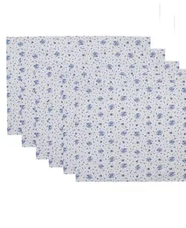 Prostírání 6ks bavlněné prostírání s modrými růžičkami Blue Rose Blooming - 48*33 cm Clayre & Eef BRB40