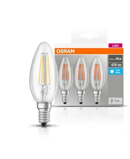 LED žárovky OSRAM OSRAM LED svíčka E14 4W filament 4 000K 470lm 3ks