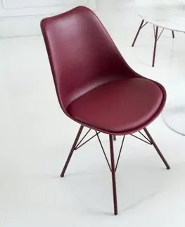 Luxusní jídelní židle Estila Kožená jídelní židle Scandinavia bordó 85cm