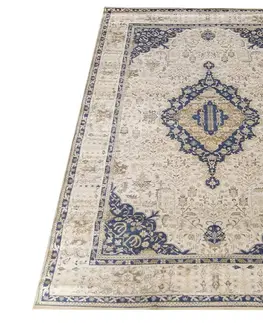 Vintage koberce Nádherný vintage koberec v béžové barvě s modrým vzorem Šířka: 200 cm | Délka: 290 cm