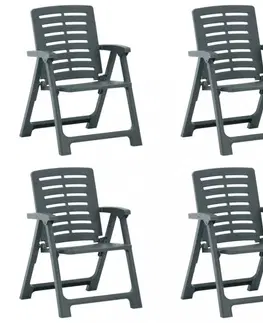 Zahradní křesla a židle Skládací zahradní židle 4 ks plast Dekorhome Tmavě zelená