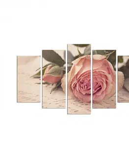 Obrazy Hanah Home Vícedílný obraz Love Letter With A Rose 110x60 cm