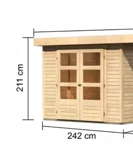 Zahradní domky Dřevěný zahradní domek ASKOLA 3,5 s přístavkem 280 Lanitplast Přírodní dřevo