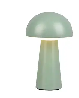 Venkovní osvětlení terasy Reality Leuchten Stolní lampa LED Lennon IP44 baterie stmívač zeleň