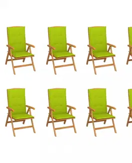 Zahradní židle Skládací zahradní židle s poduškami 8 ks teak / látka Dekorhome Květy vzor
