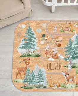 Korkové koberce Dětský korkový koberec - Kamarádi z lesa a hry pro děti