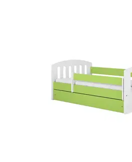 Dětské postýlky Kocot kids Dětská postel Classic I zelená, varianta 80x140, se šuplíky, s matrací