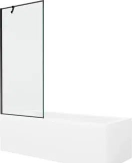 Vany MEXEN/S Cubik obdélníková vana 160 x 70 cm s panelem + vanová zástěna 80 cm, černá vzor 550316070X9508007070