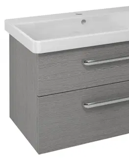 Koupelnový nábytek SAPHO THEIA umyvadlová skříňka 75,6x50x43,5cm s umyvadlem THALIE, 2xzásuvka, dub stříbrný (TH084) TH080-1111-01