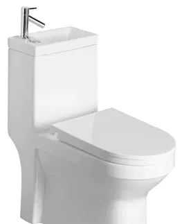 Záchody AQUALINE HYGIE WC kombi s umývátkem, zadní/spodní odpad, bílá PB104W