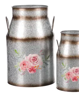 Vázy keramické Sada váz na květiny Růže, 2 ks, 2 velikosti, kov, 20 x 32 x 15 cm