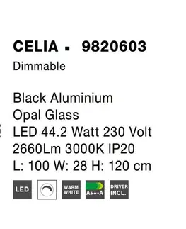 Designová závěsná svítidla NOVA LUCE závěsné svítidlo CELIA stmívatelné černý hliník opálové sklo LED 44.2W 230V 3000K IP20 stmívatelné 9820603