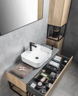 Koupelnový nábytek SAPHO SKARA umyvadlová skříňka 100x50x45cm, černá mat/dub alabama CG009-2222