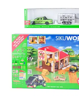 Hračky SIKU - World - farma s autem pro přepravu dobytka