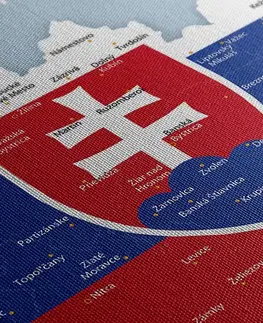 Obrazy mapy Obraz mapa Slovenska se státním znakem a okolními státy