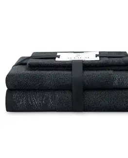 Ručníky AmeliaHome Sada 3 ks ručníků ALLIUM klasický styl černá, velikost 50x90+70x130