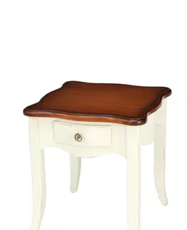 Designové a luxusní noční stolky Estila Provence příruční stolek Deliciosa z mahagonového dřeva v bílém barvě 60cm