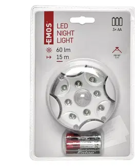 Noční osvětlení EMOS LED noční světlo P3310K s pohybovým čidlem na 3x AA P3310K