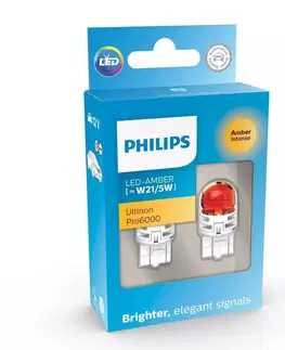 Autožárovky Philips LED W21/5W 12V 2.5/0.5W Ultinon Pro6000 SI Amber Intense 2ks 11066AU60X2
