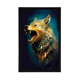 Vládci živočišné říše Plakát modro-zlatý vlk