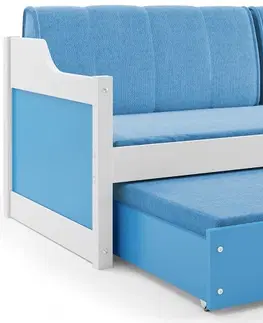 Dětské postele BMS Dětská postel s přistýlkou DAWID | bílá 80 x 190 cm Barva: Modrá