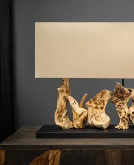 Stolní lampy LuxD 21536 Designová stolní lampa Brenna, 80 cm, béžová, ironwood