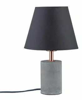 Lampy na noční stolek Paulmann stolní lampa Neordic Tem 1-ramenné látkový širm bílá/měď/beton 796.22 P 79622
