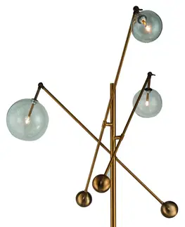 Designové a luxusní stojící lampy Estila Art-deco kovová stojací lampa Vidar se třemi polohovatelnými rukojeťmi zlatá 180cm