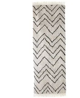 Koberce a koberečky Béžový bavlněný koberec s cikcak vzorem ZigZag - 75*220cm HKLIVING TTK3030