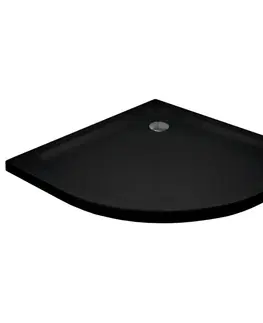 Sprchové vaničky Sprchová vanička polokruhová MEXEN SLIM černá, 90x90 cm + sifon