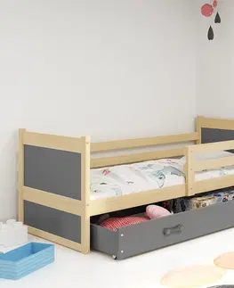 Dětský pokoj Detská posteľ RICO 1 / BOROVICA 185x80 Barva: Šedá