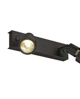 Moderní bodová svítidla SLV BIG WHITE PURI 2, nástěnné a stropní svítidlo, dvě žárovky, QPAR51, černé matné, max. 100 W, s dekoračním kroužkem 147370