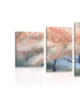 Obrazy přírody a krajiny 5-dílný obraz akvarelové kvetoucí stromy