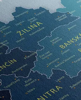 Obrazy mapy Obraz elegantní mapa Slovenska v modrém